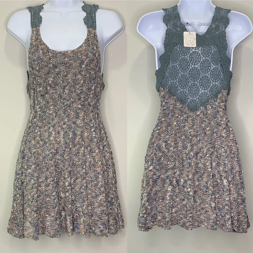 Free‎ People Crochet Back Pullover Tank in Gray
